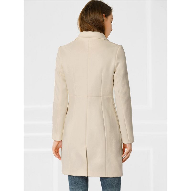 Allegra K Women's Double Breasted Notched Lapel Winter Long Coat, 6 of 8