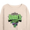 Women's - Marvel - Hulk Bruce Banner Lightweight French Terry Wide Neck Long Sleeve Shirt - 2 of 4