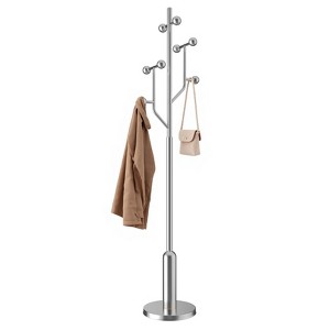 Bekrvio Freestanding Coat Rack with 8 Hooks, Tree Branch Design – Heavy Duty Metal Clothes Hanger Stand w/ Disc Base, Holds 120kg for Entryway,Bedroom - 1 of 4