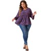 Agnes Orinda Women's Plus Size Babydoll Peplum High Low Hem V Neck 3/4 Sleeve Trendy Tops - 3 of 4