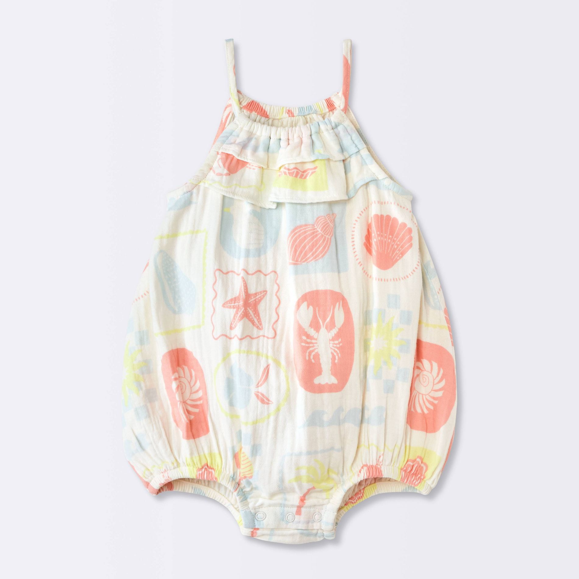 Baby Girls' Postcard Graphic Bubble Romper - Cloud Island™ Cream