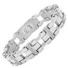 Steeltime Men's stainless steel link bracelet with cz. Color Option: Silver, Gold - 2 of 4