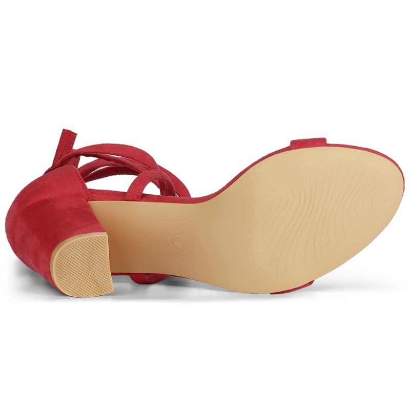 Allegra K Women's Open Toe Lace Up Chunky High Heels Sandals, 5 of 8
