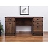 HomeRoots 59" Walnut Wood Pedestal Computer Desk With Four Drawers - 2 of 4