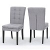 Set of 2 Fabric Upholstered Harriet KD Tufted Dining Chair with Fabric and Rubber Wood-Christopher Knight Home - 2 of 4