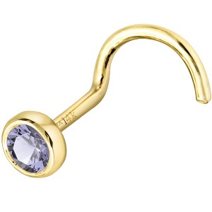 Jewelry Avalanche 22G 14K Gold Bezel-set Tanzanite Nose Screw Nose Stud - 1 of 3