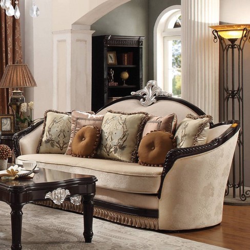 Acme Furniture Ernestine Sofa with 7 Pillows in Tan and Black 52110 main image 0