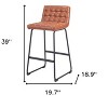 HomeRoots Set of Two 30" Brown And Black Faux Leather And Steel Bar Height Bar Chairs - 3 of 4