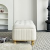 Modern Tufted Ottoman Bench with Hidden Storage and Gold Accents for Living Room, 47.2" Wide -3irtyhousy - 3 of 4
