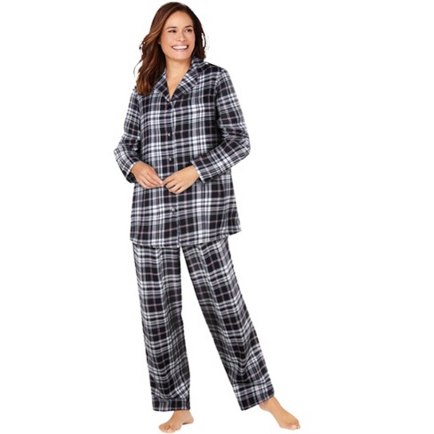 Dreams Co. Women s Plus Size Petite Classic Flannel Pajama Set 2x Black Plaid Target