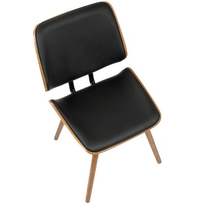 Walnut and Black Faux Leather High Slat Upholstered Side Chair