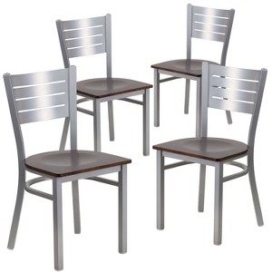 Flash Furniture 4 Pack Hercules Series Silver Slat Back Metal Restaurant Chair - 1 of 1