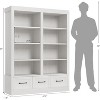 64"Tall Bookshelf with 3 Storage Drawers, Tall Bookcase w/ 4-Tier Double Wide Open Shelf, Large Storage Bookcase Wooden Bookshelves for Living Room - 3 of 4