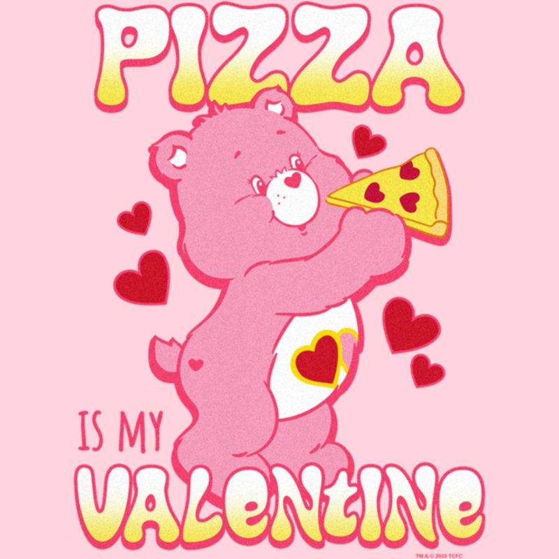 Junior's Women Care Bears Pizza Is My Valentine Love-A-Lot Bear T-Shirt, 2 of 5