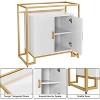 Garvee Modern Farmhouse Buffet Sideboard Cabinet with Tempered Glass Top and Steel Frame – 2-Door Engineered Wood Storage Cabinet - 4 of 4