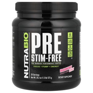 NutraBio PRE Stim Free – Caffeine Free Pre Workout Powder - Sustained Energy, Mental Focus, Endurance - Clinically Dosed Formula - Beta Alanine, - 1 of 2