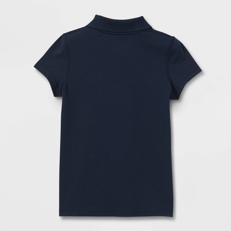 Girls' Adaptive Short Sleeve Polo Shirt - Cat & Jack™ Navy, 2 of 4