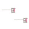 Slickblue Sterling Silver Rhodium Plated 2 Carat Pink Cubic Zirconia Blossom Stud Earrings for Women - 2 of 3