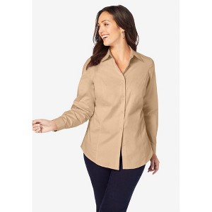 Jessica London Women's Plus Size Wrinkle-Free Stretch Poplin Shirt - 1 of 4