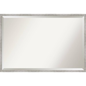 37" x 25" Shiplap Narrow Framed Bathroom Vanity Wall Mirror White - Amanti Art: Beveled, Rustic Finish, No Assembly Required - 1 of 4