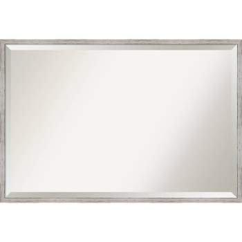 37" x 25" Shiplap Narrow Framed Bathroom Vanity Wall Mirror White - Amanti Art