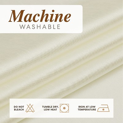 Beige Faux Silk Sheer Grommet Top Curtain Panels, 84"
