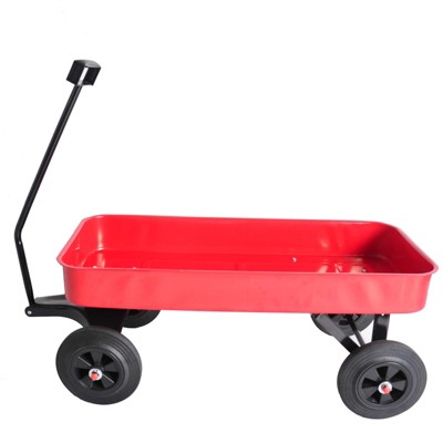 VisioGear Portable Outdoor Wagons with Wheels, Portable Carts for Children Kids, Red, 38.19"*14.76"*29.53"
