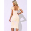 INSPIRE CHIC Women's Summer Square Neck Ruched Short Sleeve Midi Dress - 3 of 4