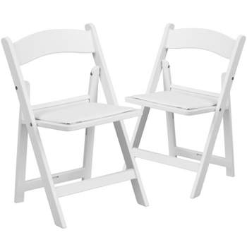 Flash Furniture Kids Folding Chairs with Padded Seats | Set of 2 White Resin Folding Chair with Vinyl Padded Seat for Kids