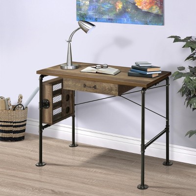 INFURNIC Desks Modern Writing Desk with Spacious Drawer and Open Shelves for Efficient Storage and Organization, Brown, 39.5"*20.5"*29.5"