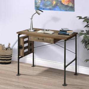 INFURNIC Desks Modern Writing Desk with Spacious Drawer and Open Shelves for Efficient Storage and Organization, Brown, 39.5"*20.5"*29.5" - 1 of 4