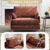 PAGED Comfy Accent Chair Foldable Sofa Bed Recliner Mid-century Modern Lounge Chair with Pillows and Removable Side Pockets for Living Room - 2 of 4