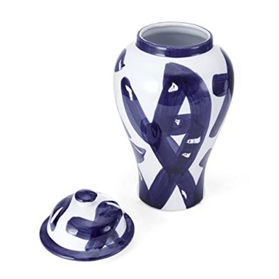 Mikasa Blue & White Ceramic Ginger Jar, 8"x15"