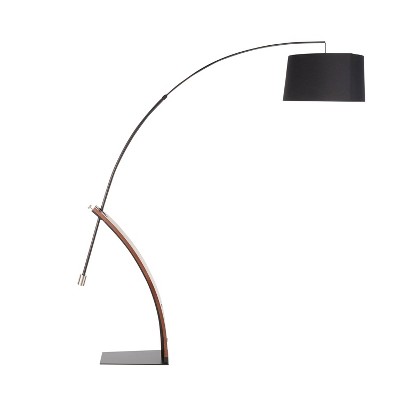Robyn 67" Black and Walnut Arc Floor Lamp