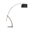 LumiSource 74" Robyn Mid-Century Modern Floor Lamp Walnut Wood and Black Linen Shade - 3 of 4