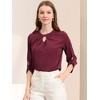 INSPIRE CHIC Women's Work Office Keyhole Pleated Front Ruched 3/4 Sleeve Chiffon Blouse - 2 of 4