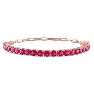 EVERLY JEWELRY | Rose Plated Sterling Silver 6 CT TGW Red Cubic Zirconia Bracelet, 7.5 inch - 1 of 4