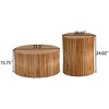 NicBex Modern Cylinder Coffee Table Set of 2 with Vertical Texture Relief Design for Living Room, Natural - 2 of 4