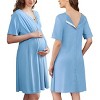 Ekouaer Labor and Delivery Gown for Hospital Short Sleeve Maternity Nursing Dress Nightgown with Button - 2 of 4