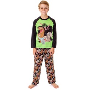 Jurassic World Boys' Movie Film Dinosaurs Roaming Park Logo Pajama Set Multicolored - 1 of 4
