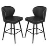 Arceso 26 Inch Swivel Bar Stools Set of 2, Counter Height Bar Stools with Back, Upholstered Counter Stools, Faux Leather with Stitching, Metal Legs - 2 of 4