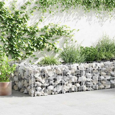 vidaXL Gabion Wall with Covers Galvanized Steel 118.1"x11.8"x19.7"