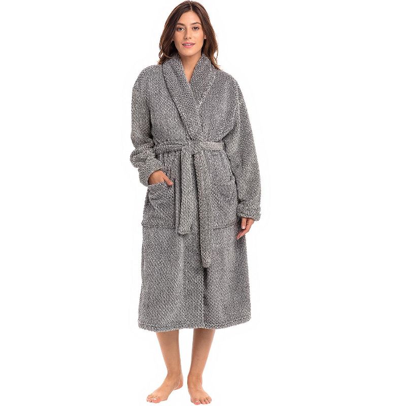 Women's Fuzzy Plush Fleece Robe, Warm Soft Bathrobe for Her, 1 of 7
