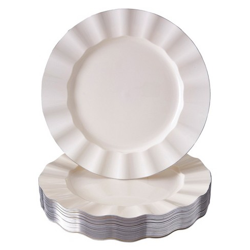  Silver Spoons Disposable Plates For Party - (10 Piece