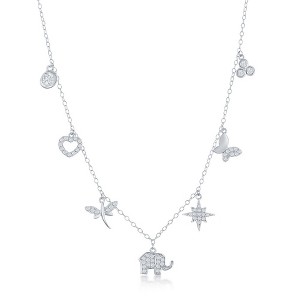 Bella Silver Sterling Silver, Heart, Dragonfly, Elephant, Star, Butterfly & Cluster Necklace - Silver - 16+2 Inch - 1 of 2