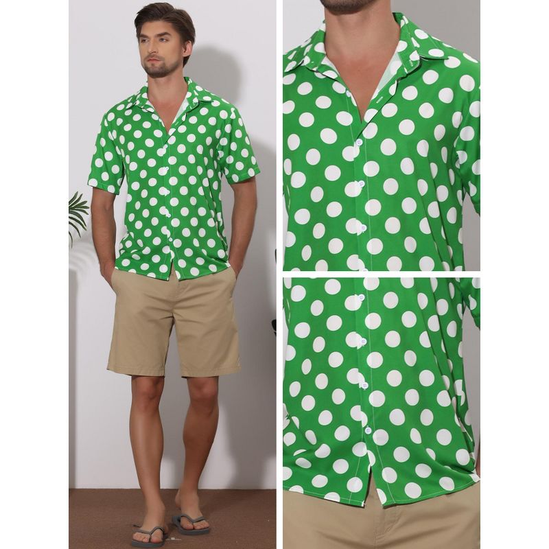 Lars Amadeus Men's Summer Polka Dots Short Sleeves Button Down Dress Shirts, 4 of 6
