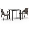 vidaXL 3 Piece Patio Dining Set with Cushions Poly Rattan and Steel - 2 of 4