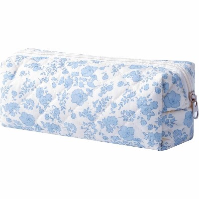 Fmeida Pencil Pouch Cute Pencil Case for Girls Aesthetic Pencil Bag with Zipper Pen Cases School blue