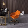 Modern Velvet Swivel Desk Chair, Height Adjustable 360 Degree Swivel Office Chair With Metal Legs, Upholstered Makeup Vanity Armchair With Back - 3 of 4