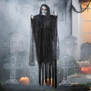 Sunstar 4 Ft. 3" Posable Hanging Girl Dressed in Black Halloween Decoration - 1 of 2